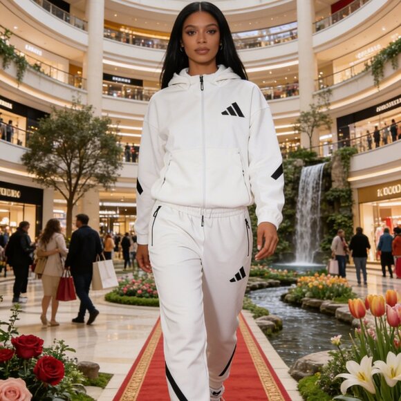 adidas Tops - Adidas 2-Piece Track Set White Jacket JF2443 & Pants JF2449 W-Large/M-Medium‎